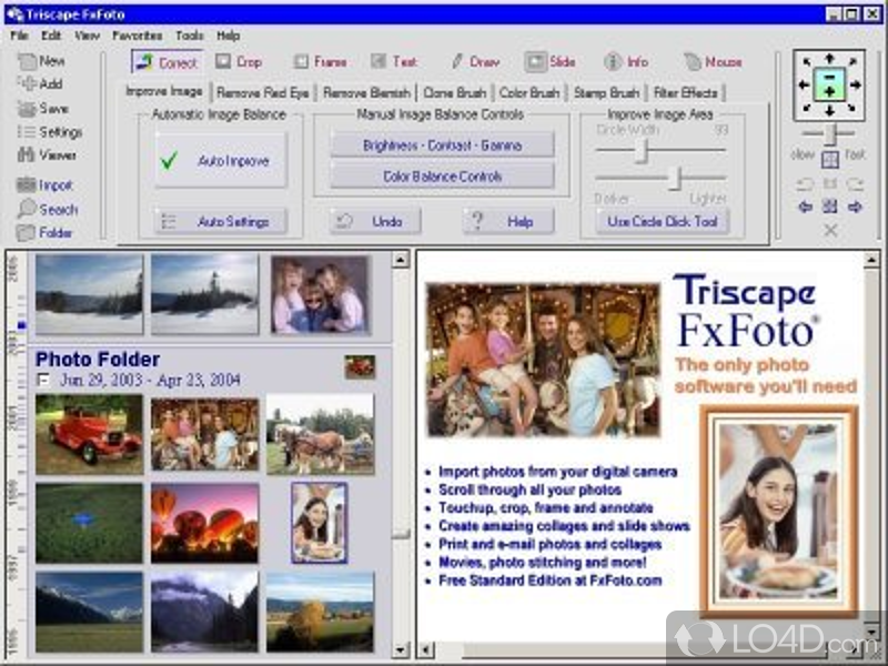 Edit pictures using a wide-variety of effects and create slideshows with the photos stored on a digital camera or a memory card - Screenshot of FxFoto