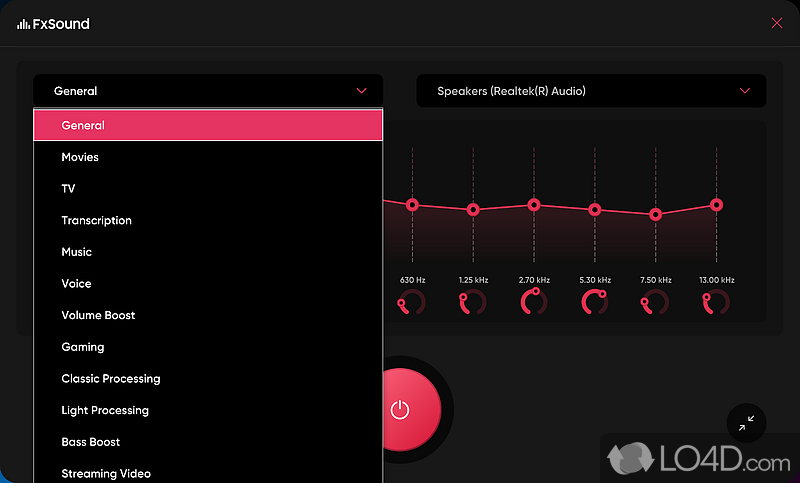 Comes with presets for different purposes - Screenshot of FxSound