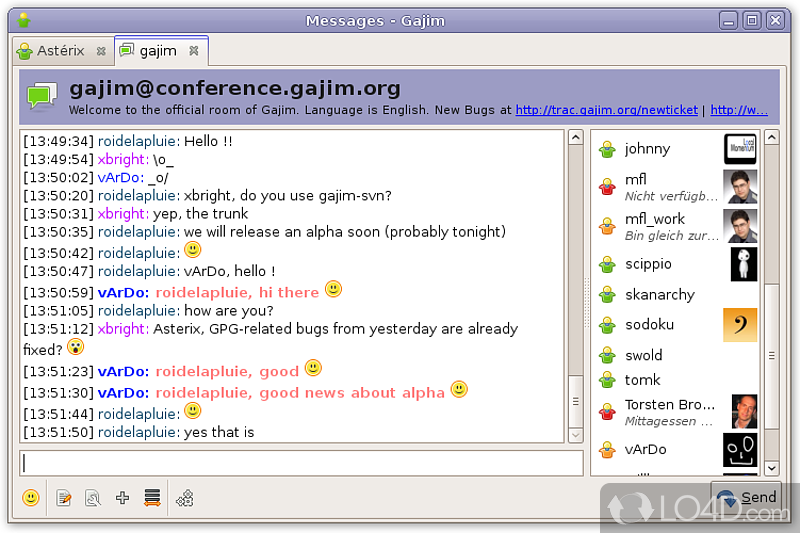 Instant messaging client for the XMPP protocol for Windows PC - Screenshot of Gajim
