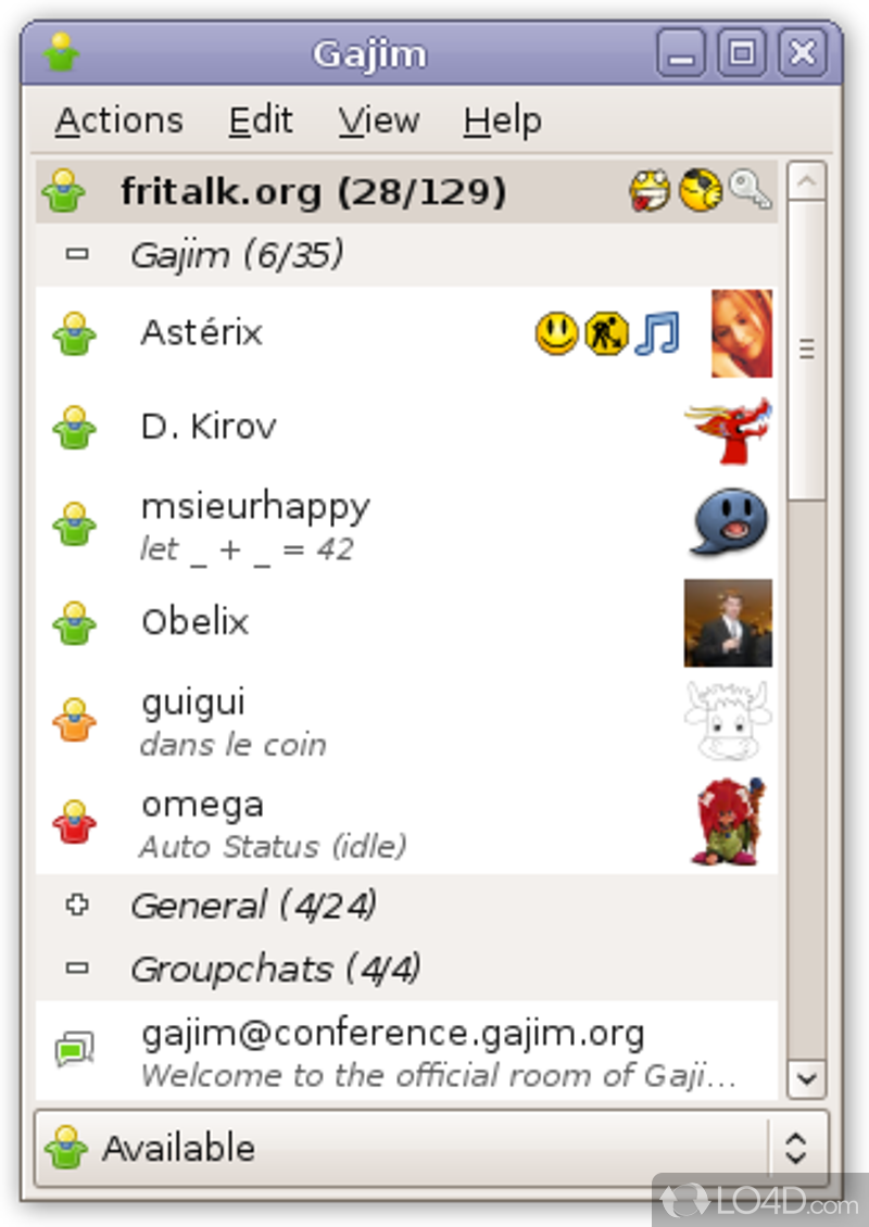 Jabber client that can send messages with friends, transfer files, join chat groups, bookmark chat rooms etc - Screenshot of Gajim