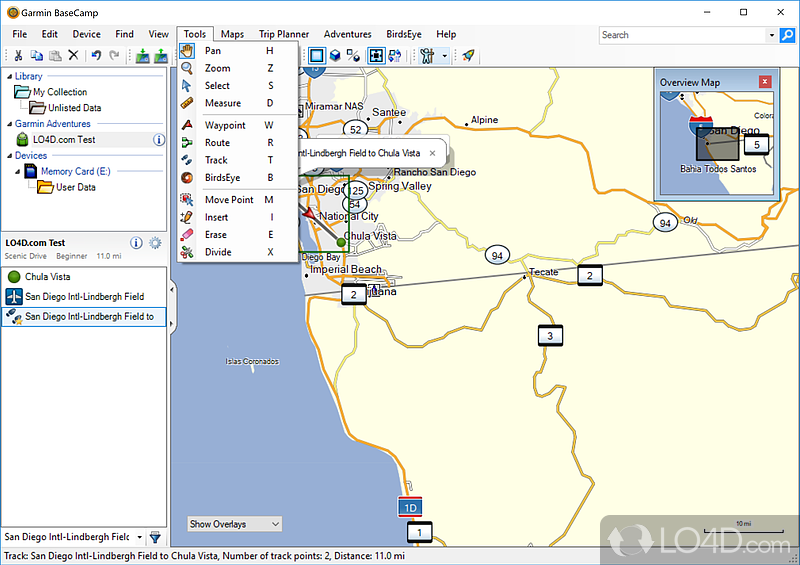 Organize your data - Screenshot of Garmin BaseCamp