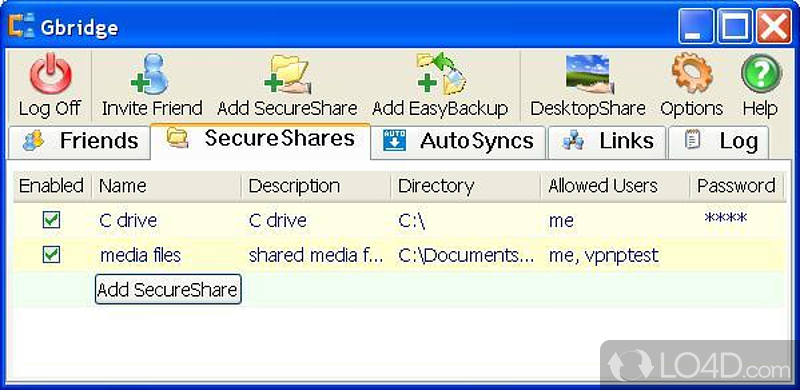 Sync folder and do VNC with Google based VPN - Screenshot of GBridge