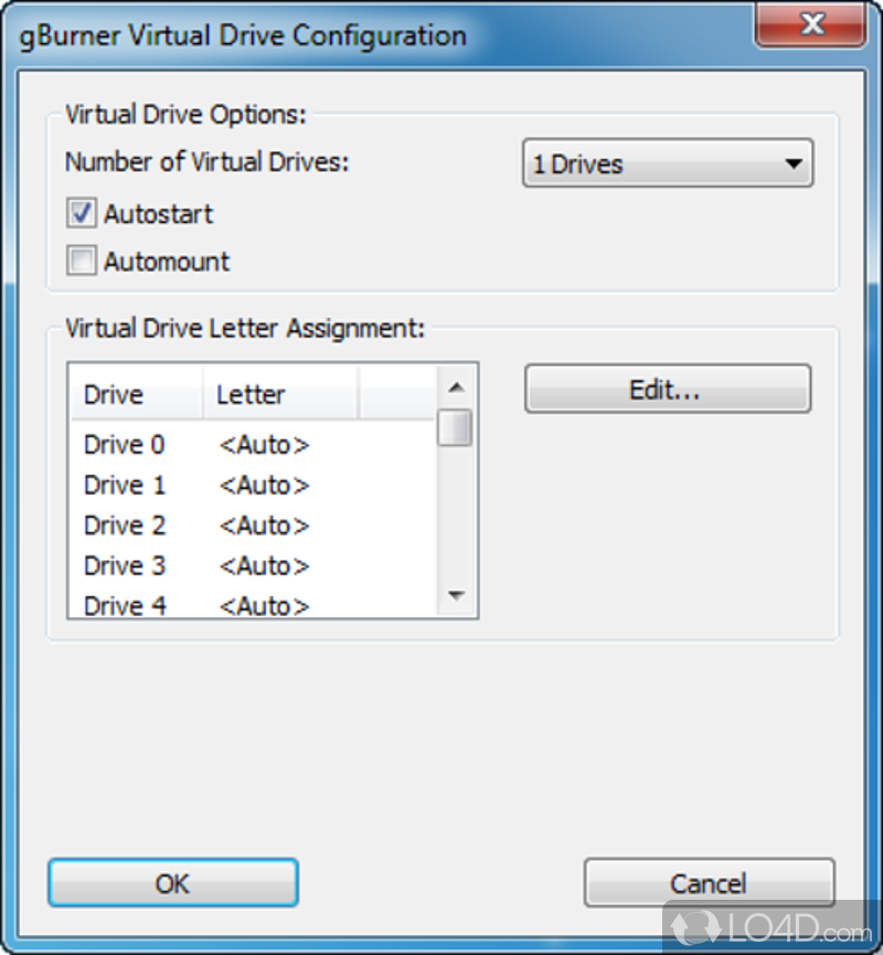 Powerful piece of software that lets you specify how many drives you want to use simultaneously (up to 16) - Screenshot of gBurner Virtual Drive