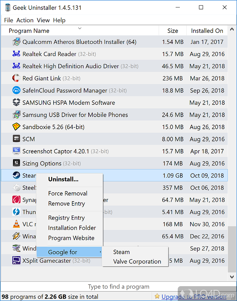 Speedy and thorough uninstaller - Screenshot of GeekUninstaller