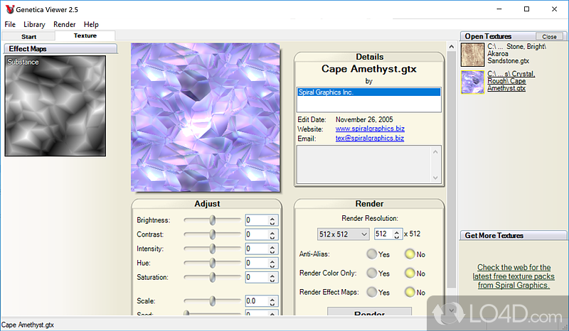 Texture rendering app with hundreds of included textures - Screenshot of Genetica Viewer