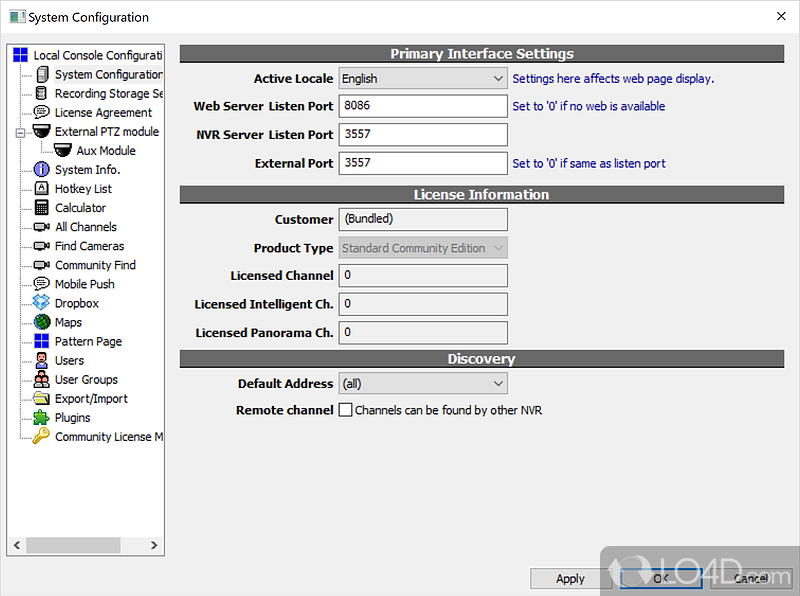 Works with a large variety of camera types - Screenshot of Genius Vision NVR Software CmE