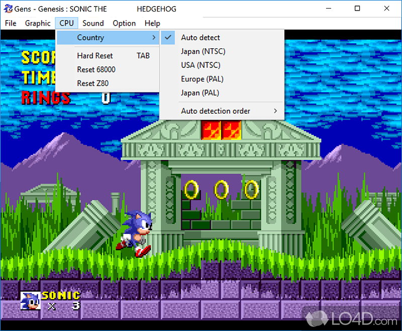 Emulates Sega games/roms on Windows - Screenshot of Gens