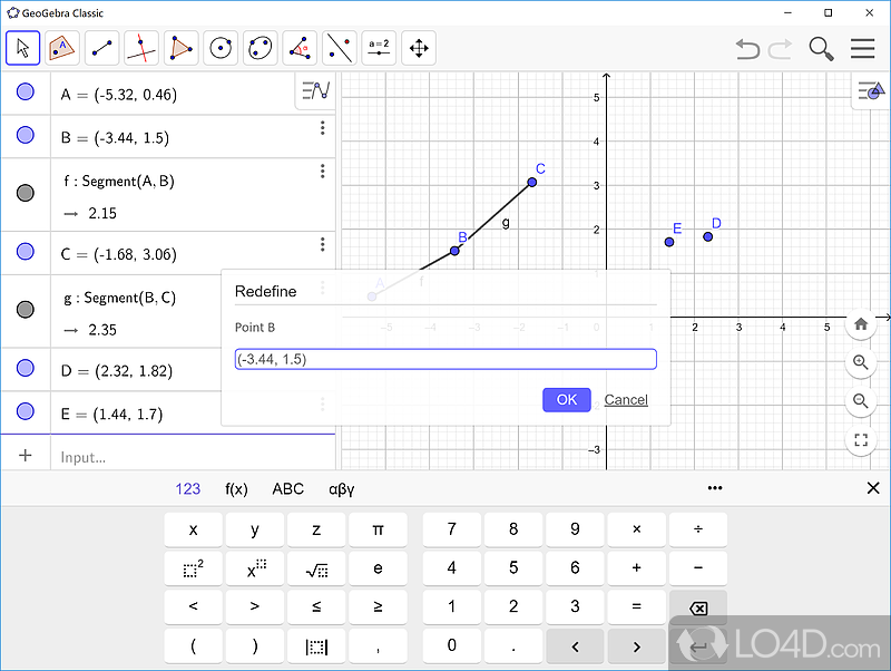 Take advantage of a wide array of math functions - Screenshot of GeoGebra