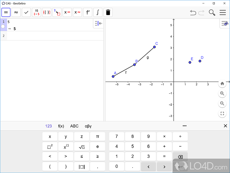 Easily manipulate the project's elements - Screenshot of GeoGebra Portable
