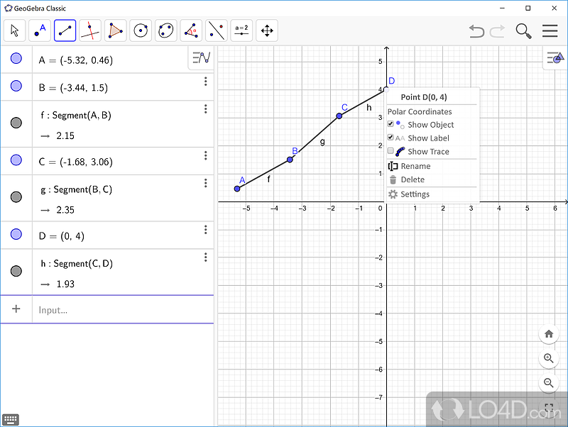 Open-source dynamic mathematics software used for geometry, algebra - Screenshot of GeoGebra Portable