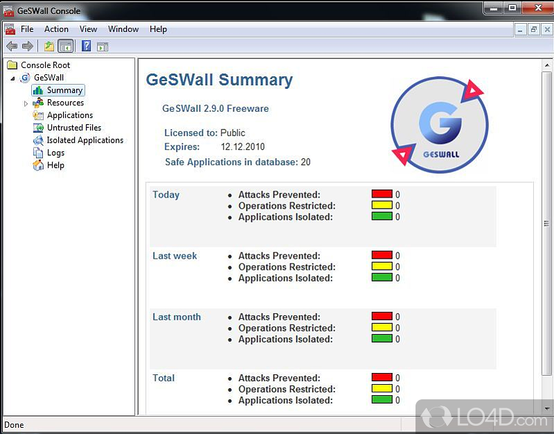 Firewall designed to help surf the web, email and chat - Screenshot of GeSWall