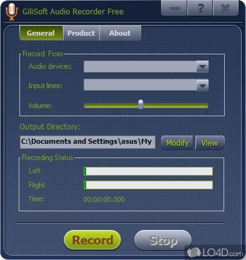 MP3 sound recorder to record anything - Screenshot of GiliSoft Audio Recorder Free