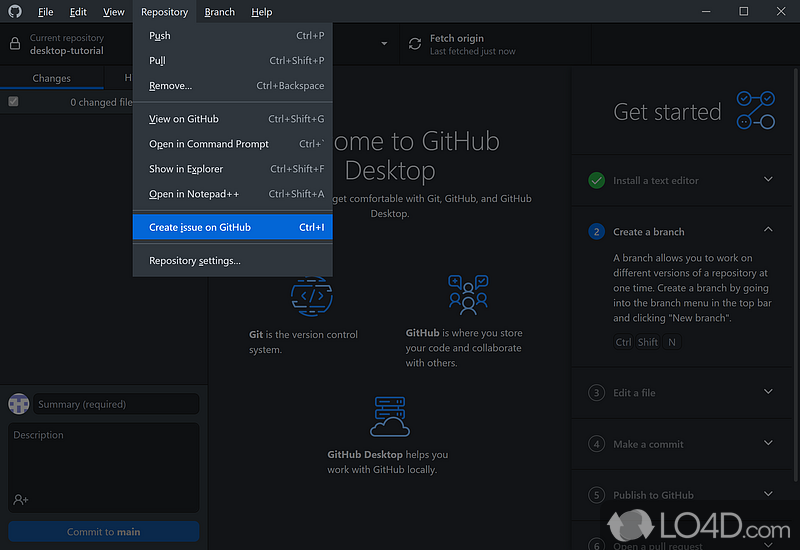 Reliable remote repository manager - Screenshot of GitHub Desktop