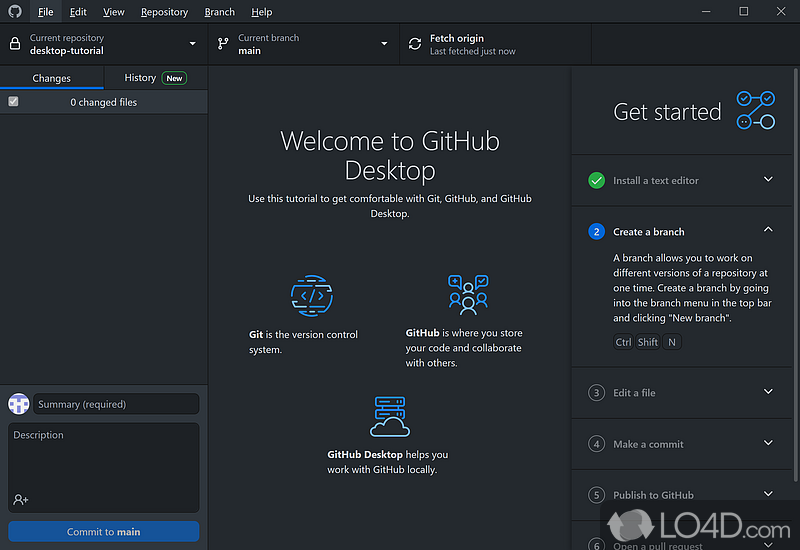 Store programs on an online repository and then share them with others - Screenshot of GitHub Desktop