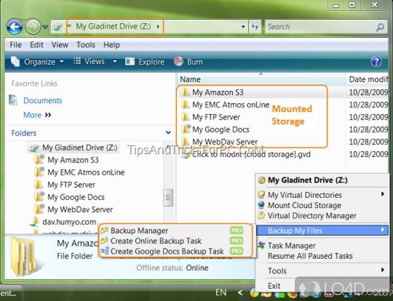 Will help you organize scattered files - Screenshot of Gladinet Cloud Desktop