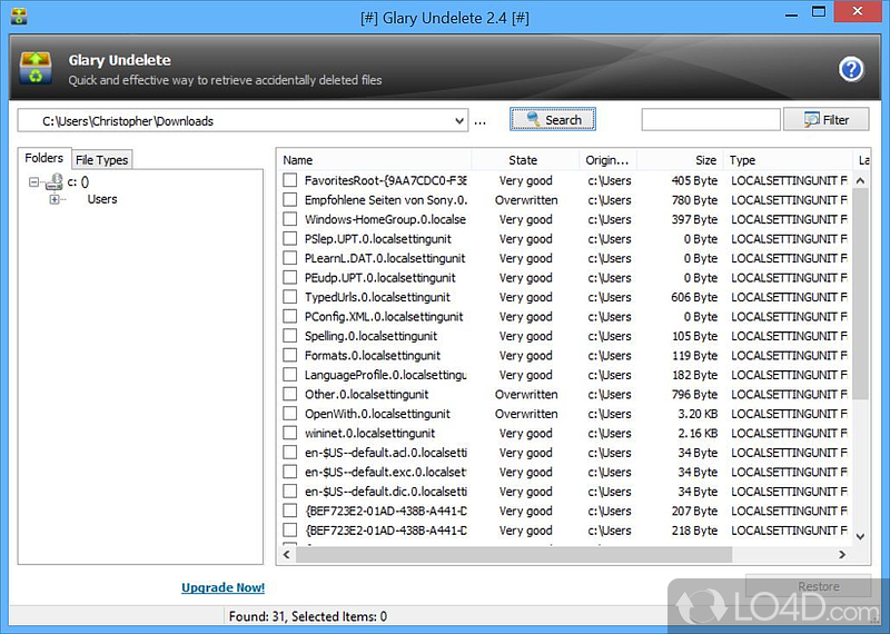 Recover files deleted by accident - Screenshot of Glary Undelete