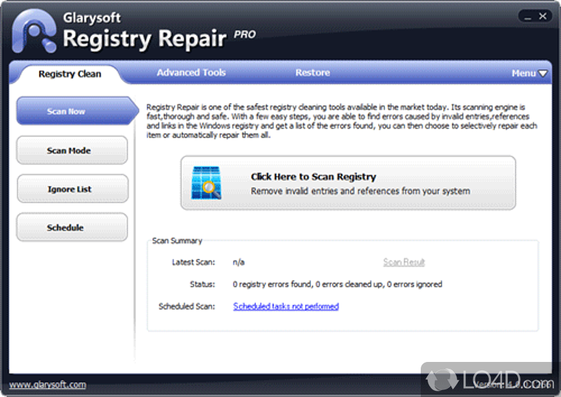Scan and clean up your registry - Screenshot of Glarysoft Registry Repair
