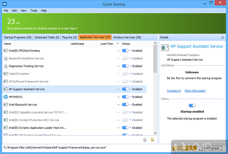 Glarysoft Startup Manager: User interface - Screenshot of Glarysoft Startup Manager