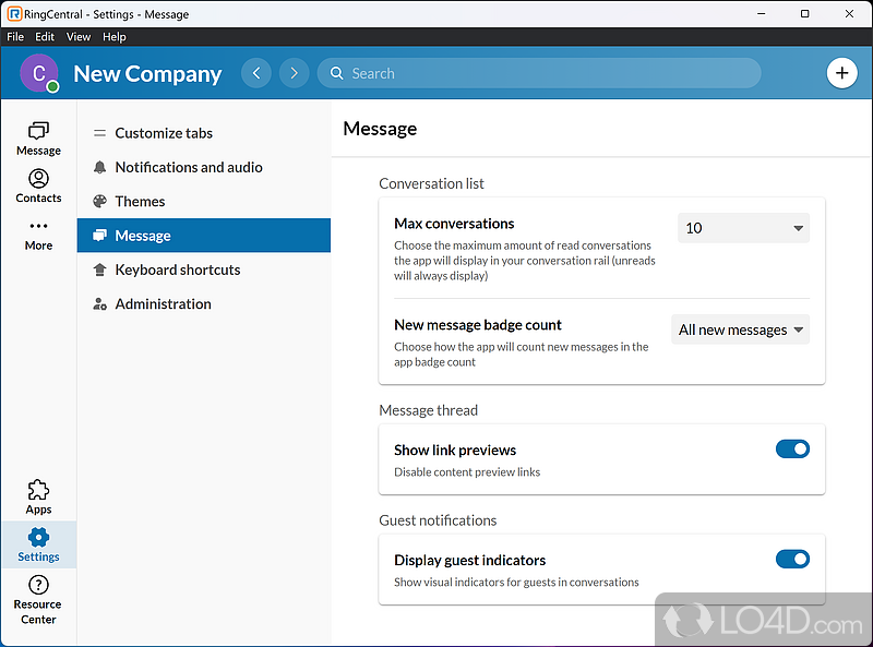 Main Functions and Features - Screenshot of RingCentral