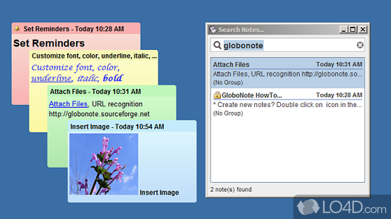 Unobtrusive running mode - Screenshot of GloboNote