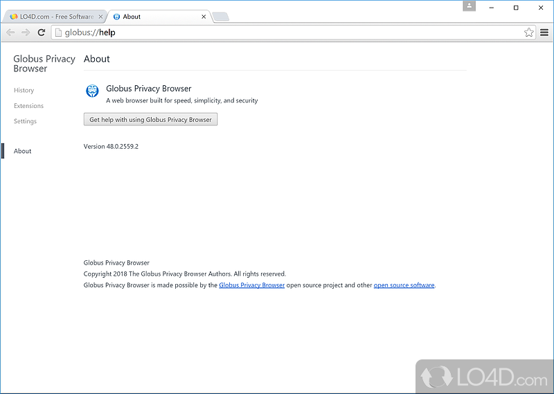 How the Software Works - Screenshot of Globus VPN Browser