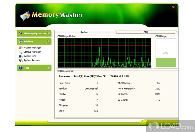 Windows system RAM optimizer and process manager - Screenshot of Memory Washer
