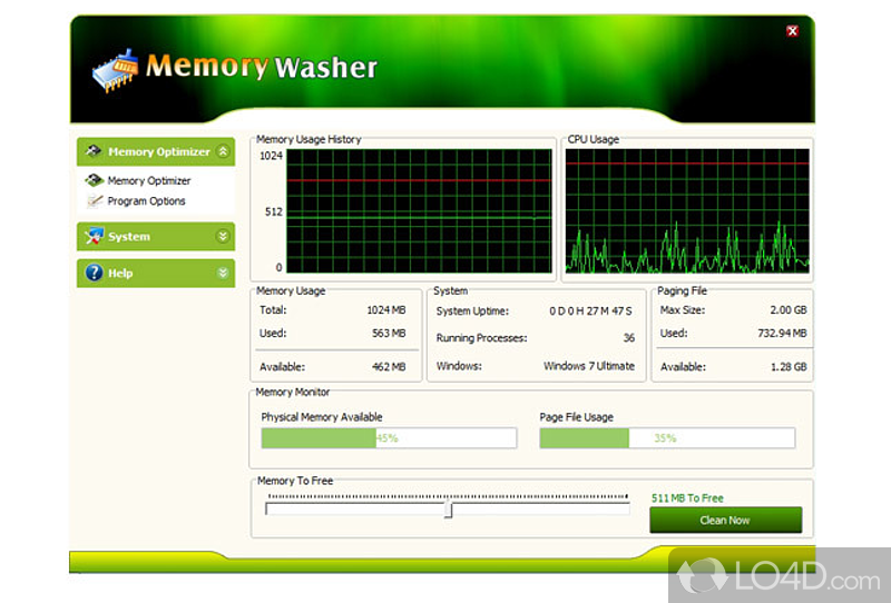 Robust memory optimization tool - Screenshot of Memory Washer