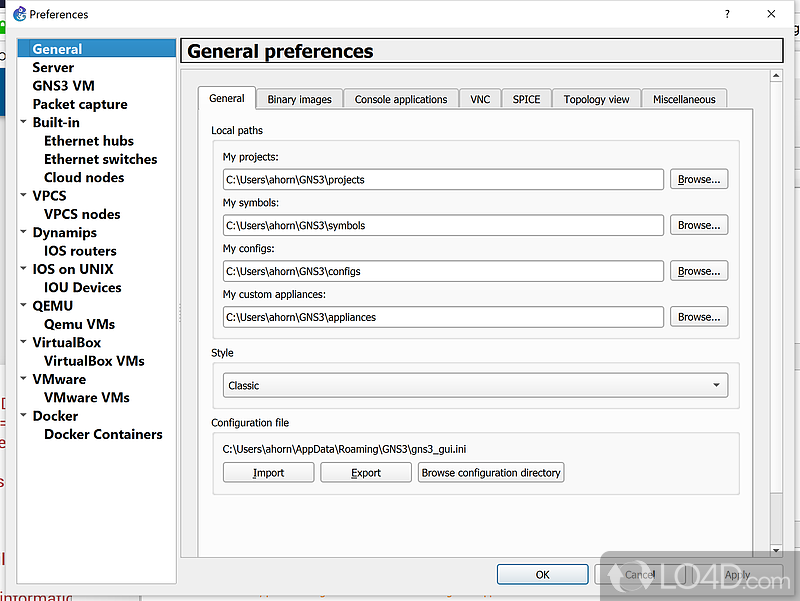 A graphical network simulator to design and configure virtual networks - Screenshot of GNS3