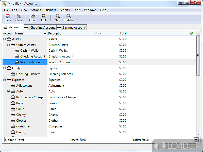 Software to manage the money - Screenshot of GNUCash Portable