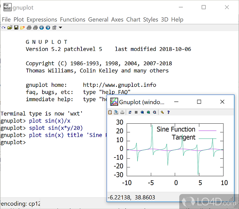 gnuplot: Plotting utility - Screenshot of gnuplot