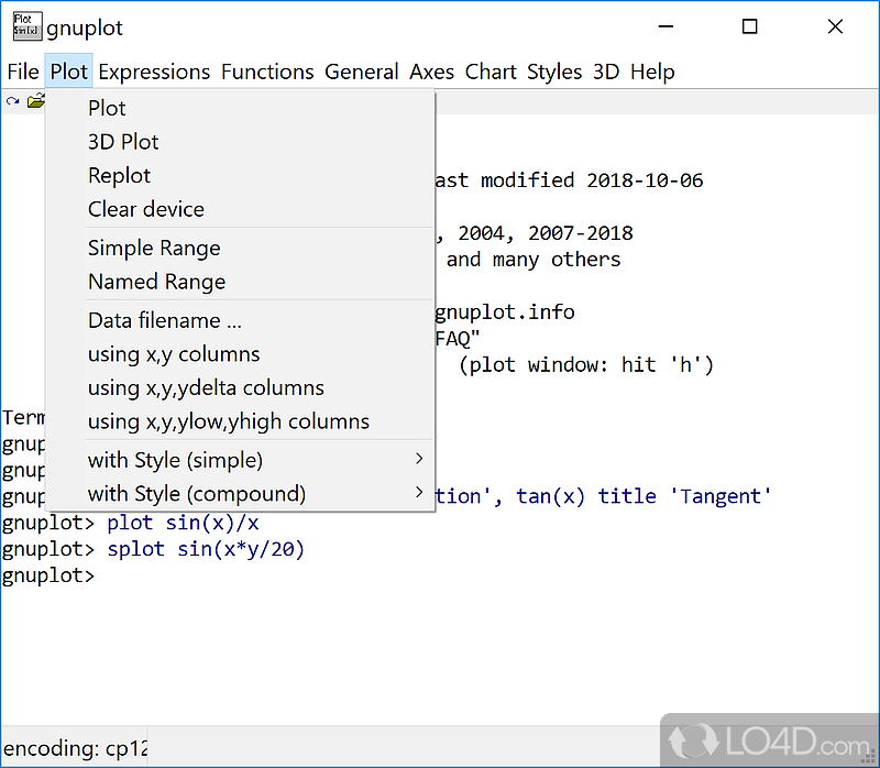 Direct output to file: - Screenshot of gnuplot