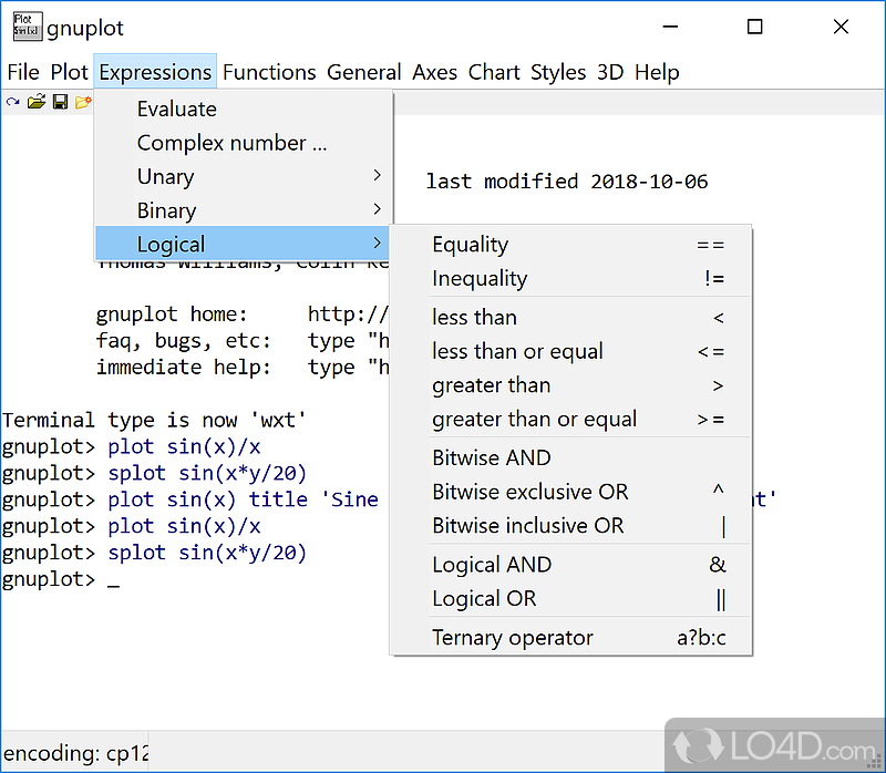 Mouseable web display formats: - Screenshot of gnuplot