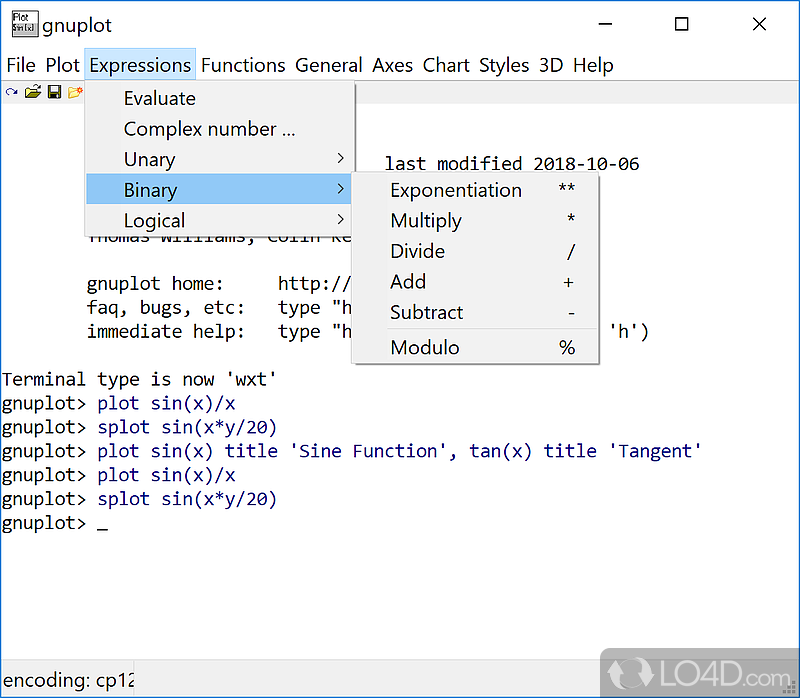 Graphing utility for scientists, students and now, web developers - Screenshot of gnuplot