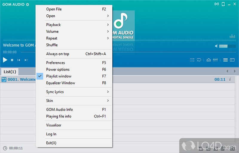 Modern player for audio files - Screenshot of GOM Audio