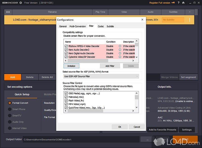 All-purpose video conversion software - Screenshot of GOM Encoder