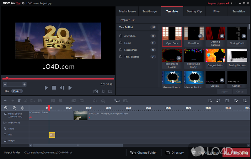 Templates, overlay clips, filters, and other video editing tools - Screenshot of GOM Mix Pro