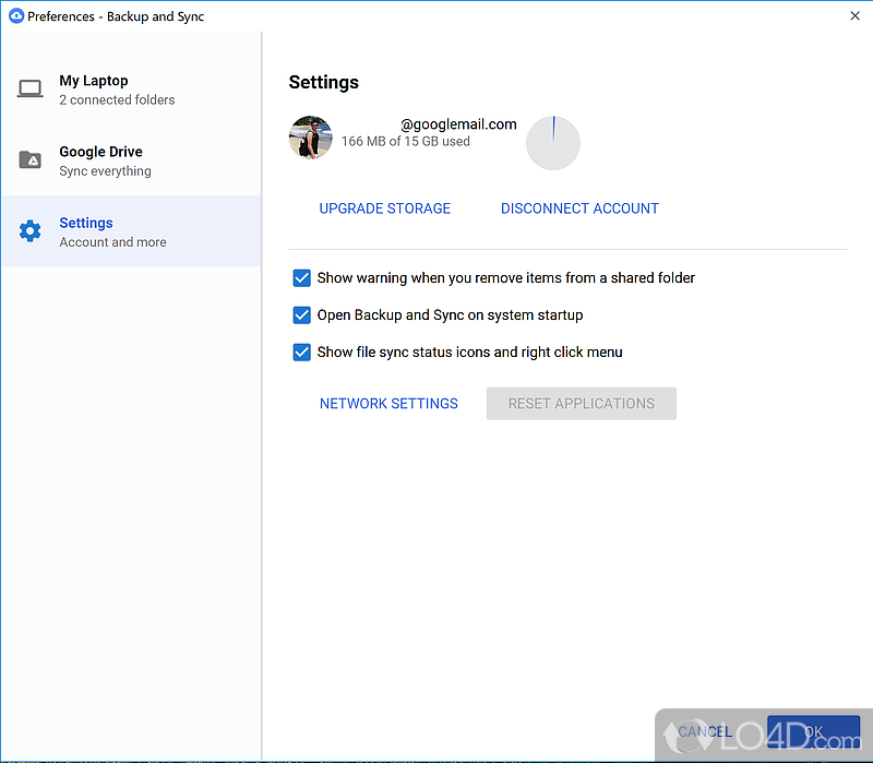 One of the best cloud backup solutions available today - Screenshot of Google Backup and Sync