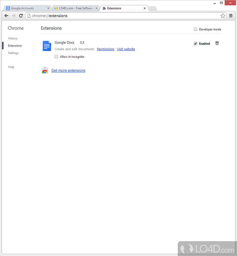 Tab control, extensions, and more - Screenshot of Google Chrome