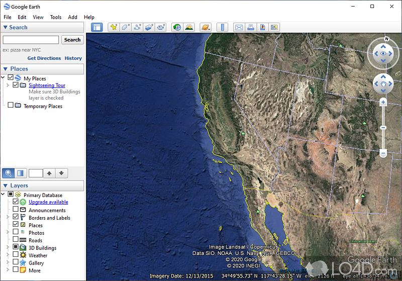 User-friendly interface - Screenshot of Google Earth