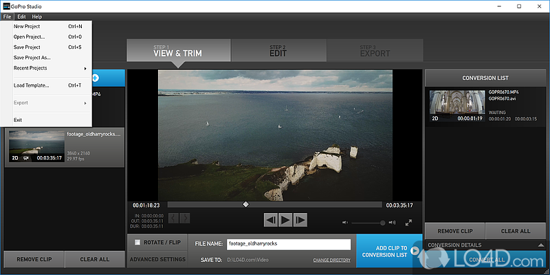 Edit videos made with GoPro camera - Screenshot of GoPro CineForm Studio