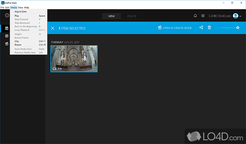GoPro Quik: User interface - Screenshot of GoPro Quik