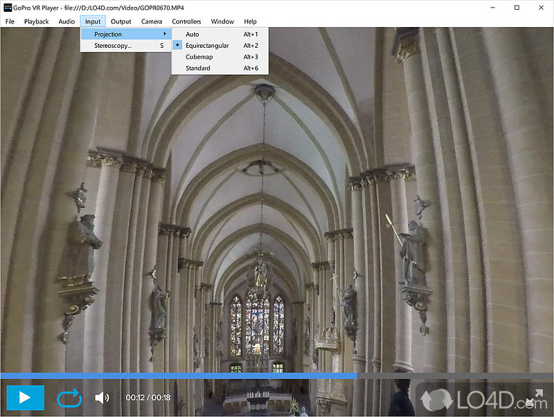 Handy configuration menu - Screenshot of GoPro VR Player
