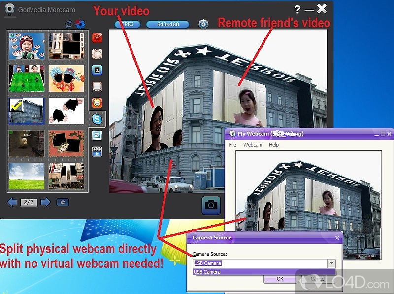 Split webcam and add effects with no fakecam - Screenshot of GorMedia Webcam Software Suite