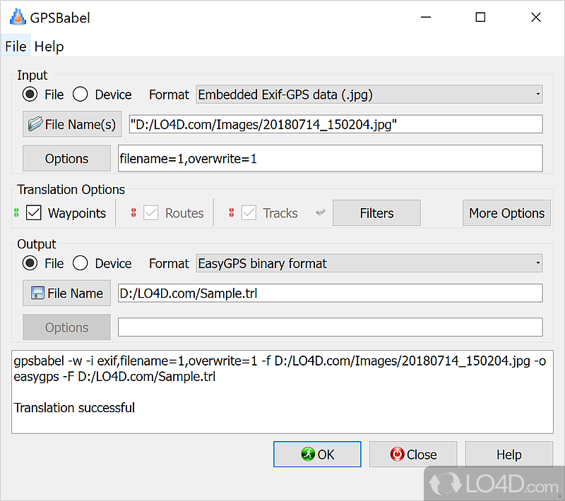 Track and manage routes and points - Screenshot of GPSBabel