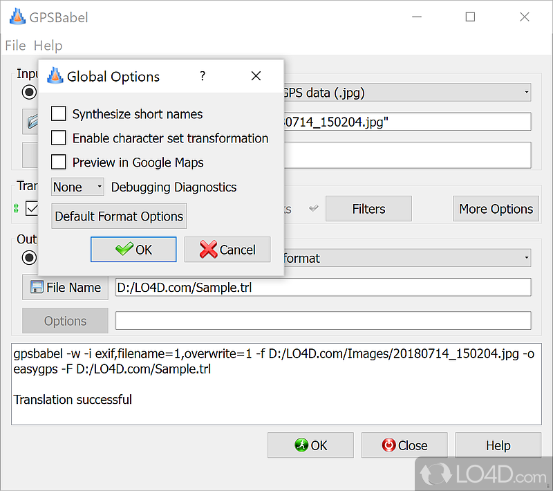 Convert routes between GPS receivers - Screenshot of GPSBabel