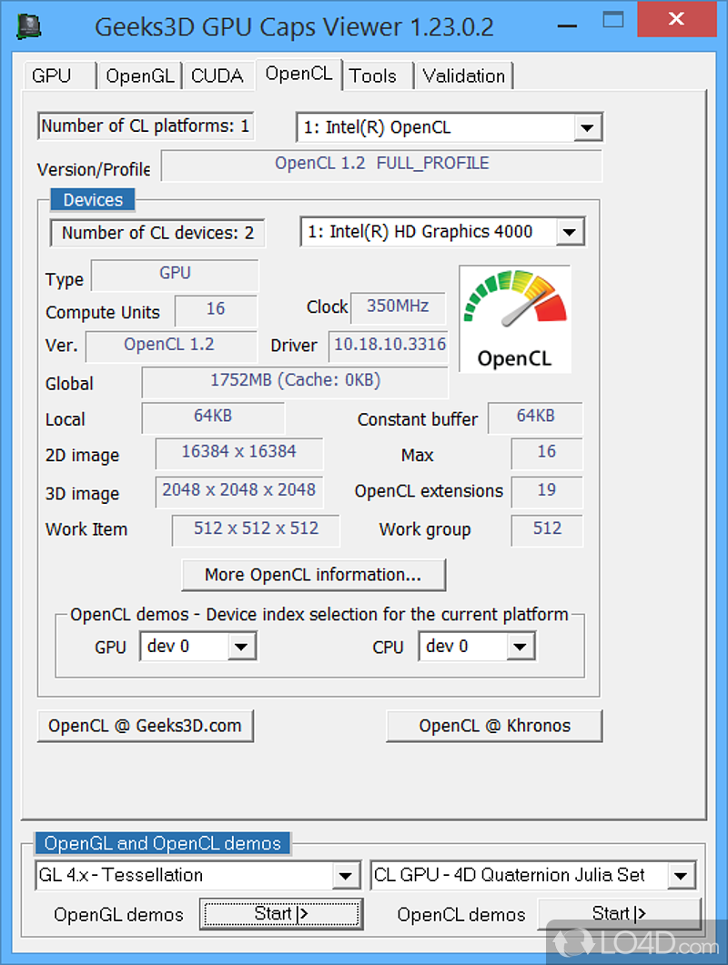 Put your video card to the test - Screenshot of GPU Caps Viewer