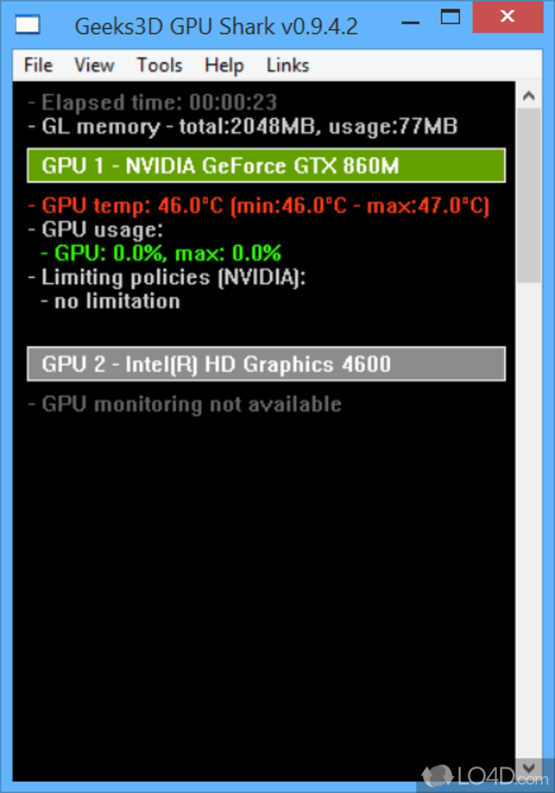 GPU monitoring utility that can help you make sure GeForce - Screenshot of GPU Shark