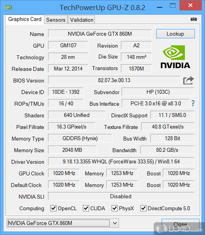 Discover graphics card's capabilities, monitor live sensor readings in the system tray area - Screenshot of GPU-Z