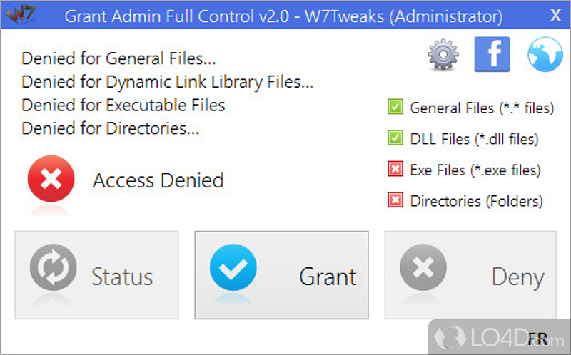 Take ownership of files and folders on computer - Screenshot of Grant Admin Full Control