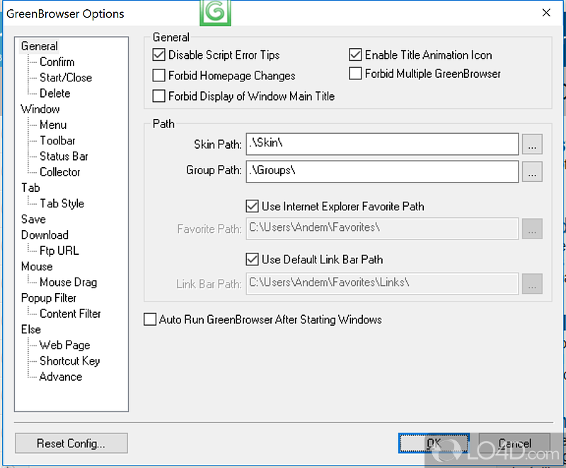 GreenBrowser: Autofill forms - Screenshot of GreenBrowser